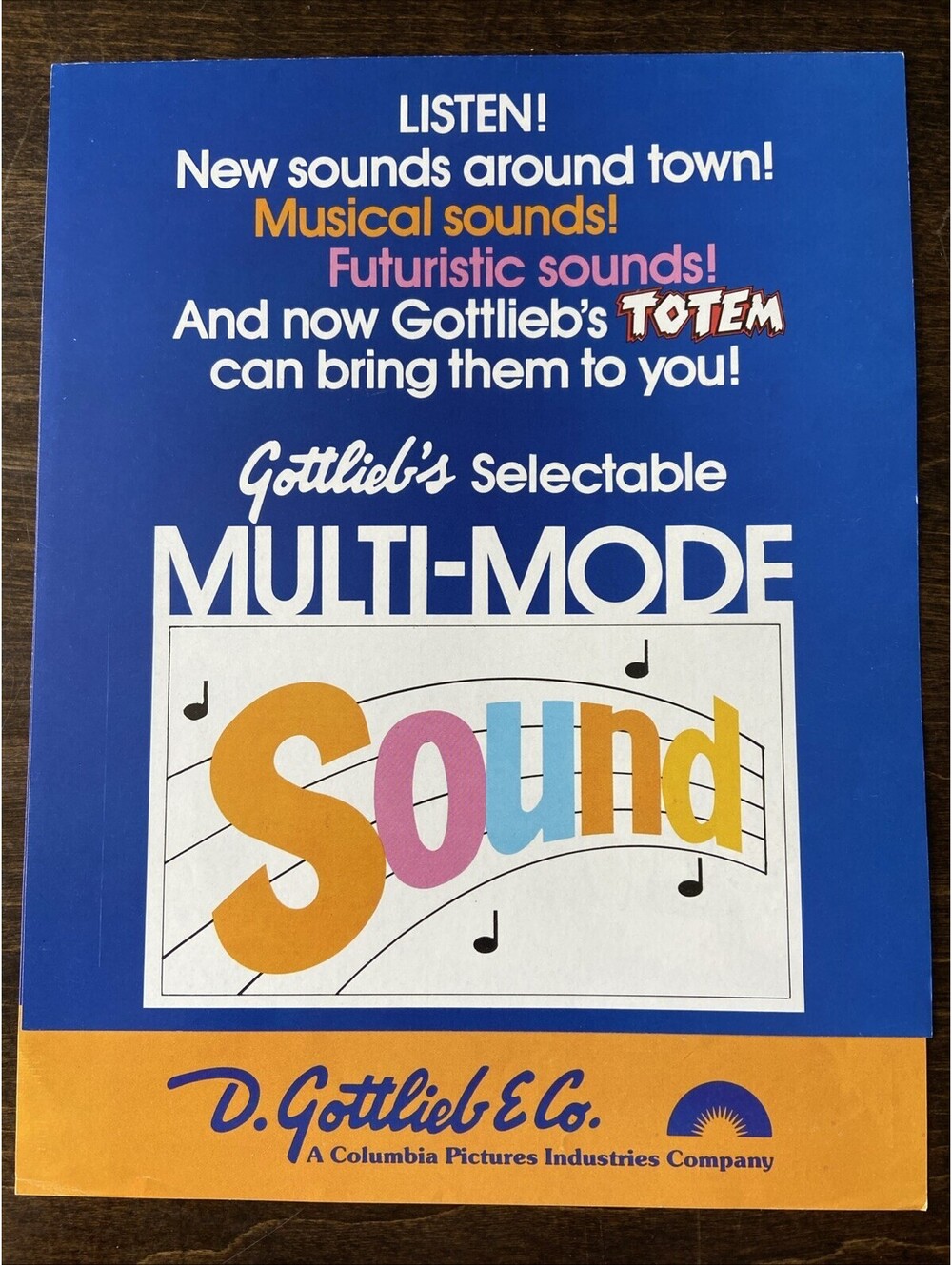 Gottlieb Totem Arcade Pinball FLYER Original Ad Promo Poster Not PCB